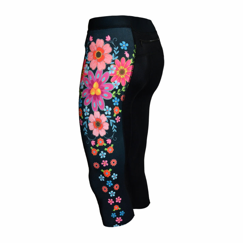 Womens 2024 Capri Leggings, Summer Boho Floral Print Tights High Waisted  Cropped Pants Stretch Trendy Workout Trousers