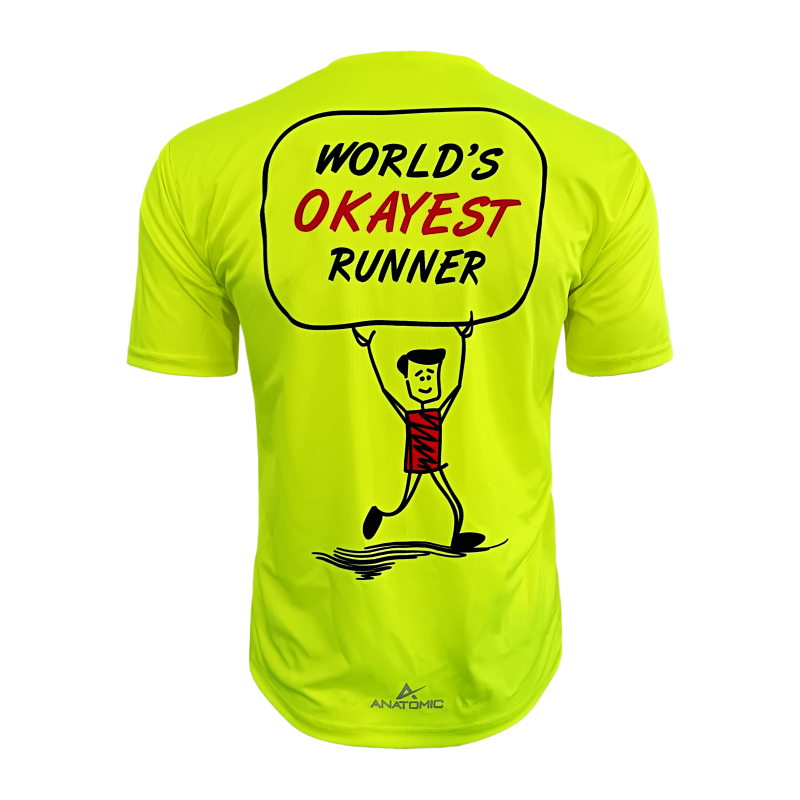 Okayest Runner Vizi Yellow Mens Running T-shirt