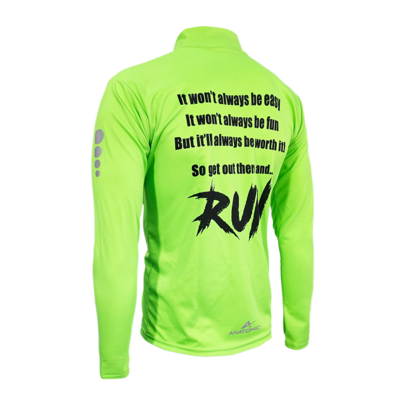 RUN Green Vizi Longsleeve Running Shirt with Thumbhole