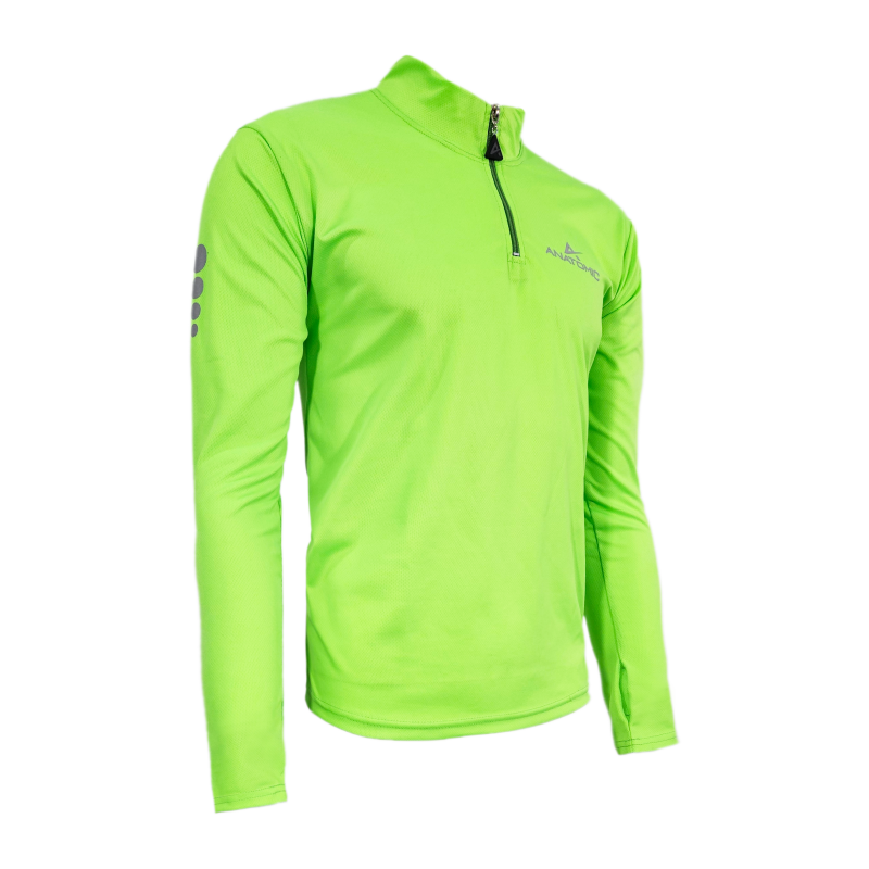 RUN Green Vizi Longsleeve Running Shirt with Thumbhole